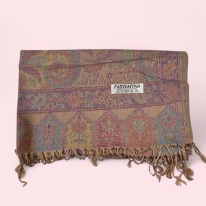 New | Limited Edition: Beige Pastel Multicolor Pashmina Shawl